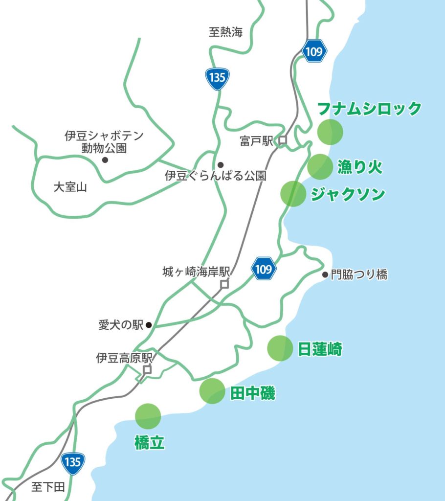 城ヶ崎ボルダーエリアマップ
